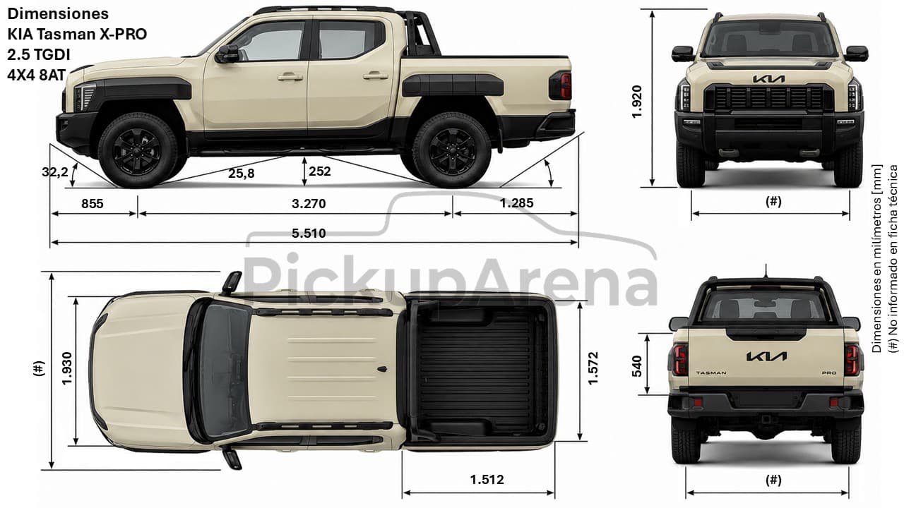 Dimensiones Kia Tasman Pro 2026