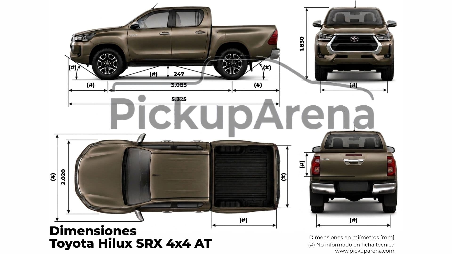 Dimensiones Toyota Hilux SRX 4x4 AT - Ficha técnica