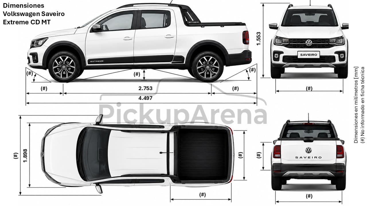 Dimensiones Volkswagen Saveiro Extreme Cabina Doble – Ficha técnica